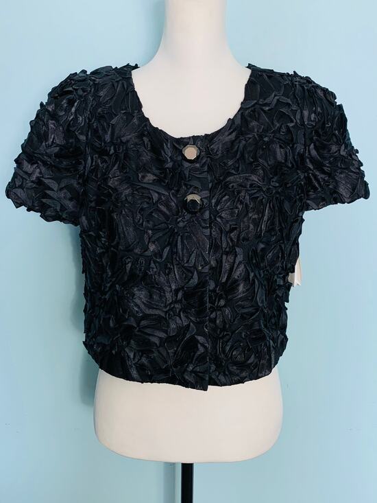 Anthropologie Jackets & Blazers - NWT Anthropologie Leifsdottir Black Floral Textured Short Sleeve Jacket Size 6